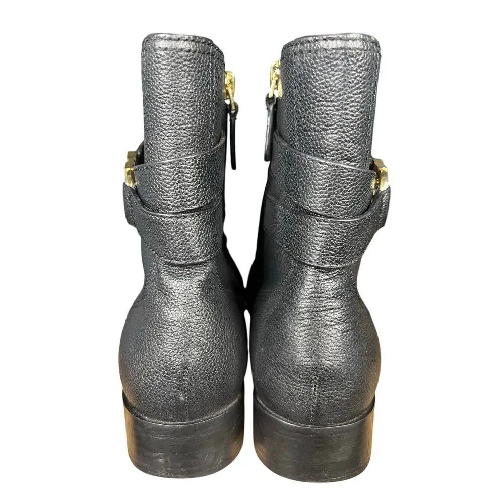 Tory Burch Women’s Gemini Link Black Leather Ankle Boot Size US 9
